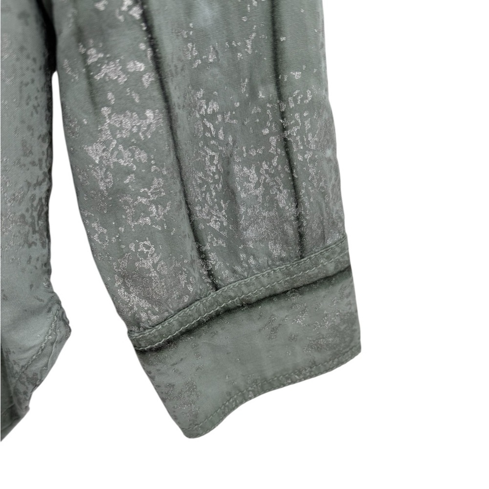 Anthropologie Pilcro Sage Green Foil Shine Button Down Shirt Top Size S - Picture 6 of 16